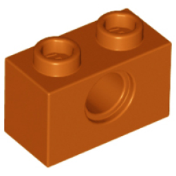Technic, Brick 1 x 2 with Hole - Dark Orange Technic, Brick 1 x 2 with Hole - Dark Orange