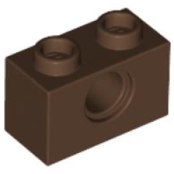 Technic, Brick 1 x 2 with Hole - Brown Technic, Brick 1 x 2 with Hole - Brown