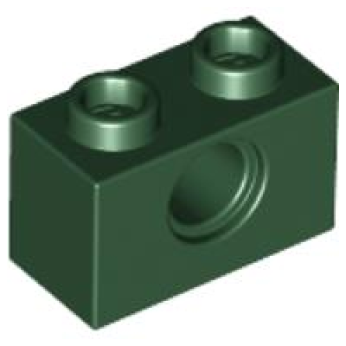 Деталь LEGO 3700 Technic, Brick 1 x 2 with Hole - Dark Green