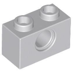 Technic, Brick 1 x 2 with Hole - Light Bluish Gray Technic, Brick 1 x 2 with Hole - Light Bluish Gray