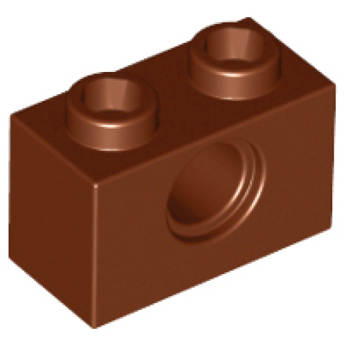 Деталь LEGO 3700 Technic, Brick 1 x 2 with Hole - Reddish Brown