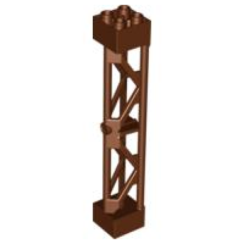 Деталь LEGO 58827 Support 2 x 2 x 10 Girder Triangular Vertical - Type 3 - 3 Posts, 2 Sections - Reddish Brown