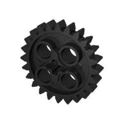 Technic, Gear 24 Tooth with 1 Axle Hole - Black
