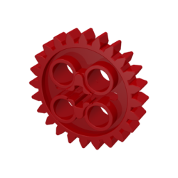 Technic, Gear 24 Tooth with 1 Axle Hole - Red