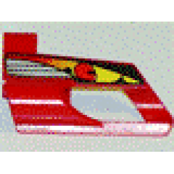 Technic, Panel Fairing # 6 Small Short, Large Hole, Side B with Driver in Red Helmet Pattern (Sticker) - Set 8241 - Red Technic, Panel Fairing # 6 Small Short, Large Hole, Side B with Driver in Red Helmet Pattern (Sticker) - Set 8241 - Red