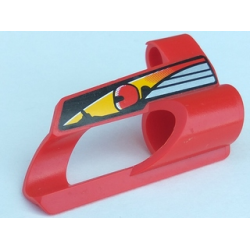 Technic, Panel Fairing # 5 Small Short, Large Hole, Side A with Driver in Red Helmet Pattern (Sticker) - Set 8241 - Red Technic, Panel Fairing # 5 Small Short, Large Hole, Side A with Driver in Red Helmet Pattern (Sticker) - Set 8241 - Red