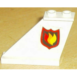Tail 4 x 1 x 3 with Fire Logo Badge Pattern on Left Side (Sticker) - Sets 7043 / 7046 - White