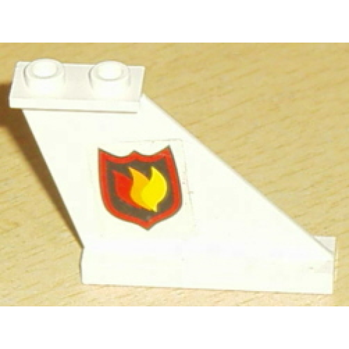 Деталь LEGO 2340pb023R Tail 4 x 1 x 3 with Fire Logo Badge Pattern on Right Side (Sticker) - Sets 7043 / 7046 - White
