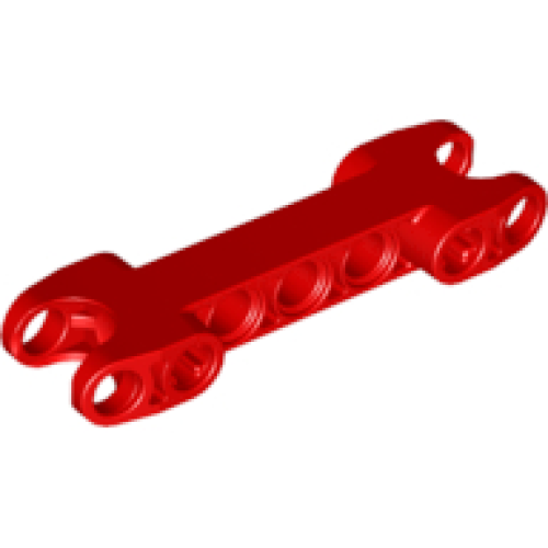 Деталь LEGO 50898 Technic, Axle and Pin Connector 2 x 7 with 2 Ball Joint Sockets, Rounded Ends - Red