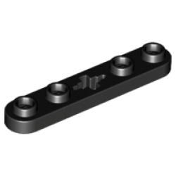 Technic, Plate 1 x 5 with Smooth Ends, 4 Studs and Center Axle Hole - Black