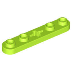 Technic, Plate 1 x 5 with Smooth Ends, 4 Studs and Center Axle Hole - Lime