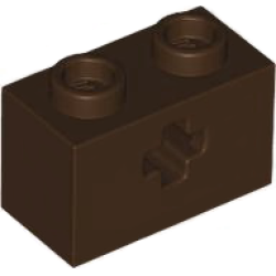 Technic, Brick 1 x 2 with Axle Hole - Dark Brown Technic, Brick 1 x 2 with Axle Hole - Dark Brown
