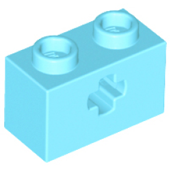 Technic, Brick 1 x 2 with Axle Hole - Medium Azure Technic, Brick 1 x 2 with Axle Hole - Medium Azure