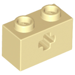 Technic, Brick 1 x 2 with Axle Hole - Tan Technic, Brick 1 x 2 with Axle Hole - Tan