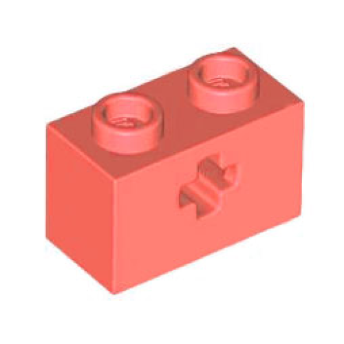 Деталь LEGO 32064 Technic, Brick 1 x 2 with Axle Hole - Coral