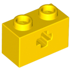 Technic, Brick 1 x 2 with Axle Hole - Yellow Technic, Brick 1 x 2 with Axle Hole - Yellow