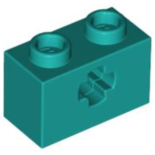Деталь LEGO 32064 Technic, Brick 1 x 2 with Axle Hole - Dark Turquoise