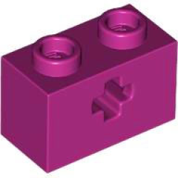 Technic, Brick 1 x 2 with Axle Hole - Magenta Technic, Brick 1 x 2 with Axle Hole - Magenta