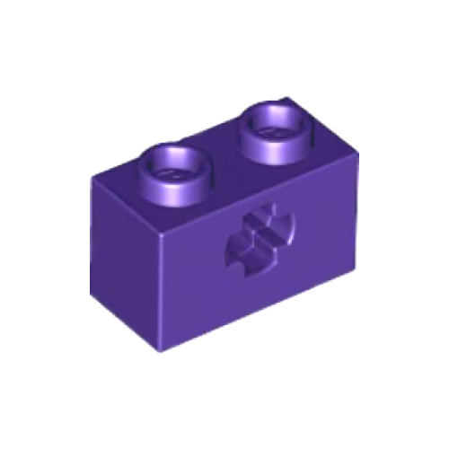 Деталь LEGO 32064 Technic, Brick 1 x 2 with Axle Hole - Dark Purple