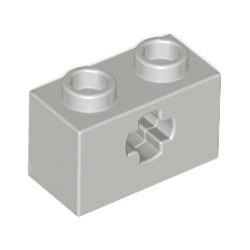 Technic, Brick 1 x 2 with Axle Hole - Light Gray Technic, Brick 1 x 2 with Axle Hole - Light Gray