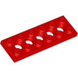Technic, Plate 2 x 6 with 5 Holes - Red Technic, Plate 2 x 6 with 5 Holes - Red