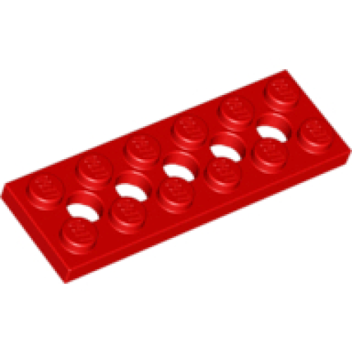 Деталь LEGO 32001 Technic, Plate 2 x 6 with 5 Holes - Red
