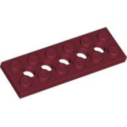Technic, Plate 2 x 6 with 5 Holes - Dark Red