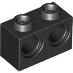Technic, Brick 1 x 2 with Holes - Black Technic, Brick 1 x 2 with Holes - Black