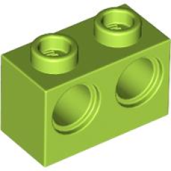 Technic, Brick 1 x 2 with Holes - Lime Technic, Brick 1 x 2 with Holes - Lime