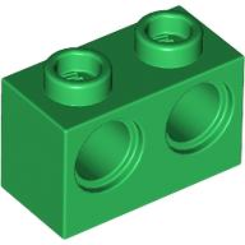 Деталь LEGO 32000 Technic, Brick 1 x 2 with Holes - Green