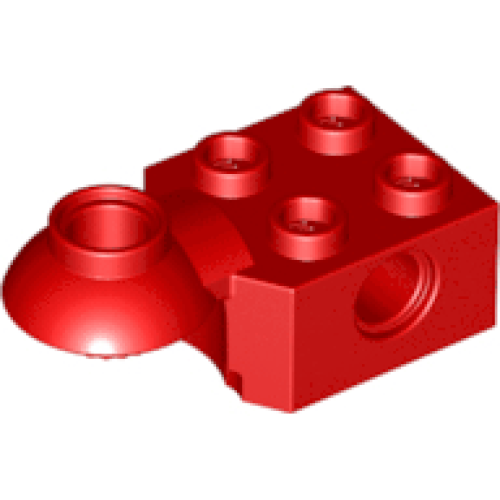 Деталь LEGO 48170 Technic, Brick Modified 2 x 2 with Pin Hole and Rotation Joint Ball Half Horizontal - Red