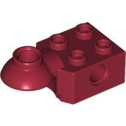 Деталь LEGO 48170 Technic, Brick Modified 2 x 2 with Pin Hole and Rotation Joint Ball Half Horizontal - Dark Red