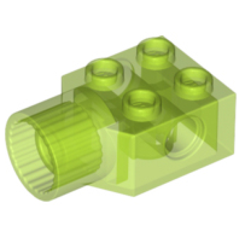 Деталь LEGO 48169 Technic, Brick Modified 2 x 2 with Pin Hole and Rotation Joint Socket - Trans-Bright Green