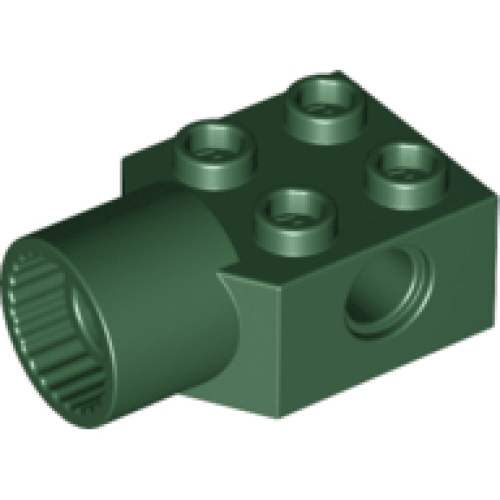 Деталь LEGO 48169 Technic, Brick Modified 2 x 2 with Pin Hole and Rotation Joint Socket - Dark Green