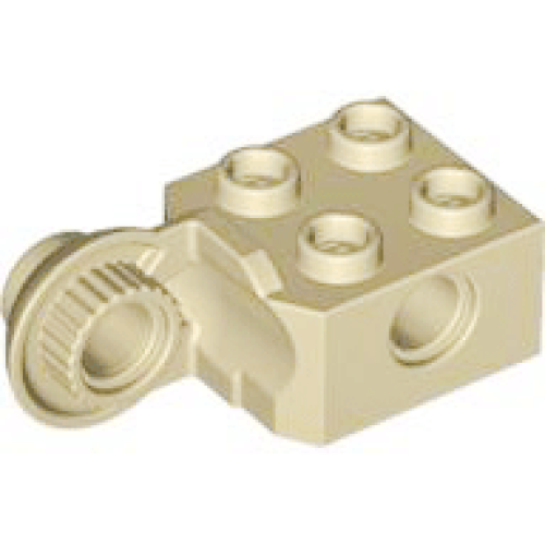 Деталь LEGO 48171 Technic, Brick Modified 2 x 2 with Pin Hole and Rotation Joint Ball Half Vertical - Tan