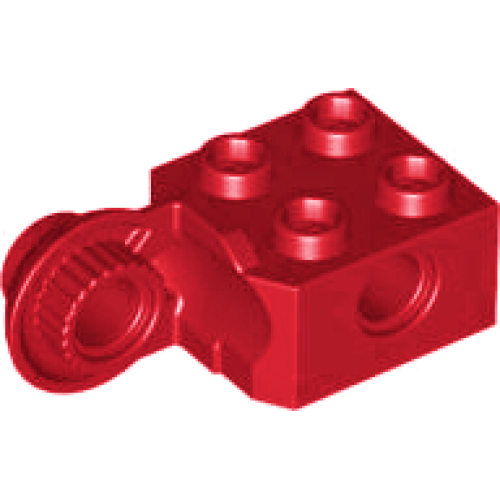 Деталь LEGO 48171 Technic, Brick Modified 2 x 2 with Pin Hole and Rotation Joint Ball Half Vertical - Red
