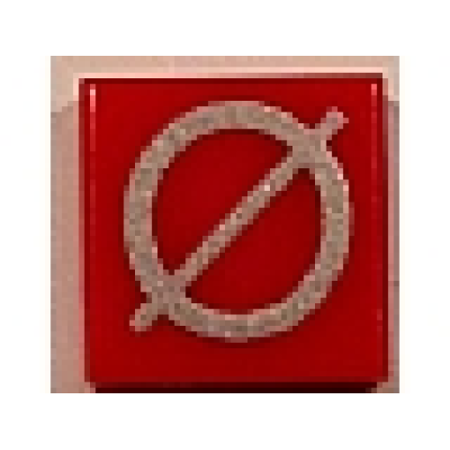Деталь LEGO 3070pb038 Tile 1 x 1 with Silver Capital Letter O with Stroke (Ø) Pattern - Red