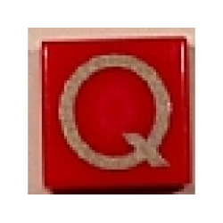 Tile 1 x 1 with Silver Capital Letter Q Pattern (Undetermined Type) - Red