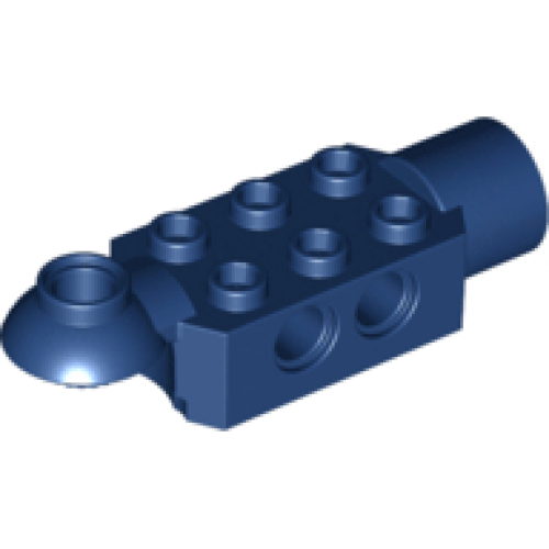 Деталь LEGO 47454 Technic, Brick Modified 2 x 3 with Pin Holes, Rotation Joint Ball Half Horizontal, and Rotation Joint Socket - Dark Blue