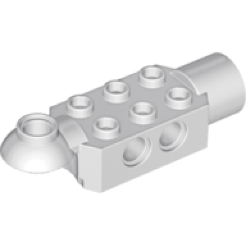 Деталь LEGO 47454 Technic, Brick Modified 2 x 3 with Pin Holes, Rotation Joint Ball Half Horizontal, and Rotation Joint Socket - Very Light Bluish Gray