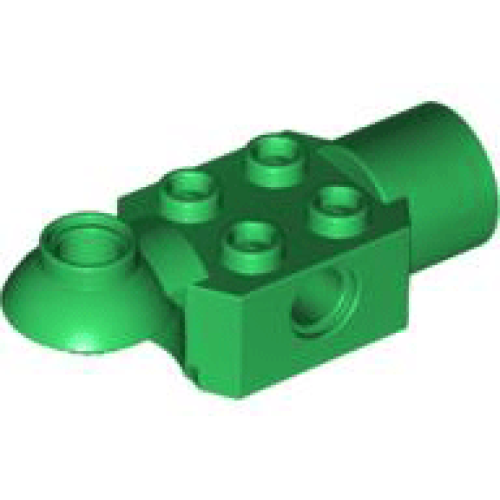 Деталь LEGO 47452 Technic, Brick Modified 2 x 2 with Pin Hole, Rotation Joint Ball Half Horizontal, and Rotation Joint Socket - Green
