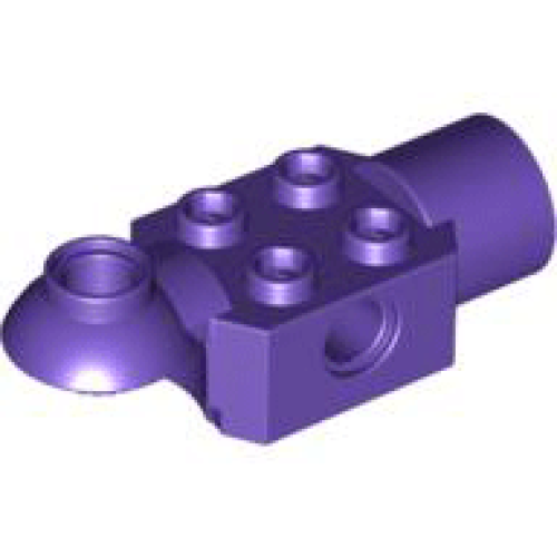 Деталь LEGO 47452 Technic, Brick Modified 2 x 2 with Pin Hole, Rotation Joint Ball Half Horizontal, and Rotation Joint Socket - Dark Purple