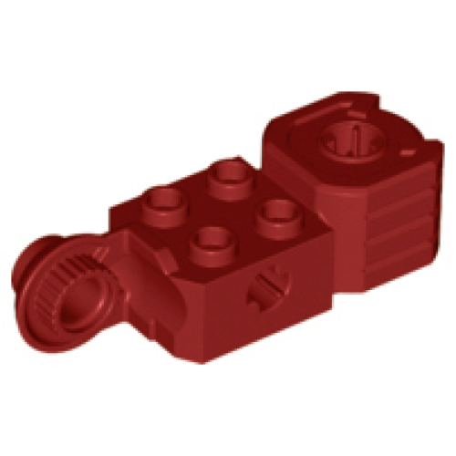 Деталь LEGO 47431 Technic, Brick Modified 2 x 2 with Axle Hole, Rotation Joint Ball Half Vertical, and Fist - Dark Red