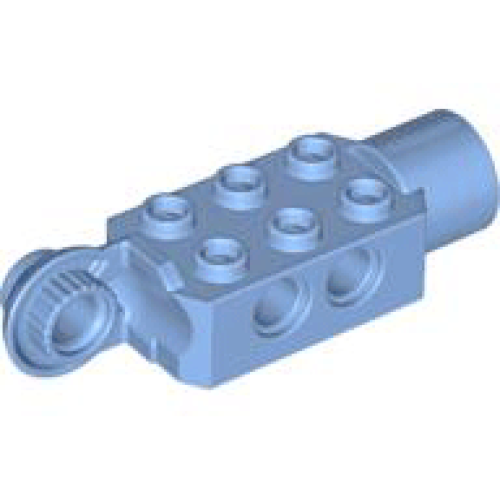 Деталь LEGO 47432 Technic, Brick Modified 2 x 3 with Pin Holes, Rotation Joint Ball Half Vertical, and Rotation Joint Socket - Medium Blue