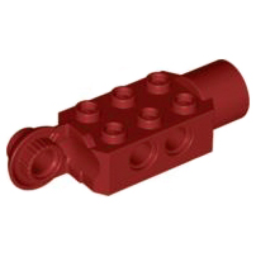 Деталь LEGO 47432 Technic, Brick Modified 2 x 3 with Pin Holes, Rotation Joint Ball Half Vertical, and Rotation Joint Socket - Dark Red