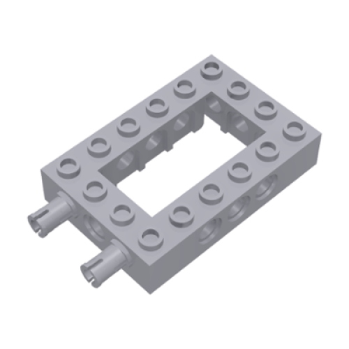 Деталь LEGO 32531c01 Technic, Brick 4 x 6 Open Center with 2 Fixed Rotatable Friction Pins on End - Light Bluish Gray