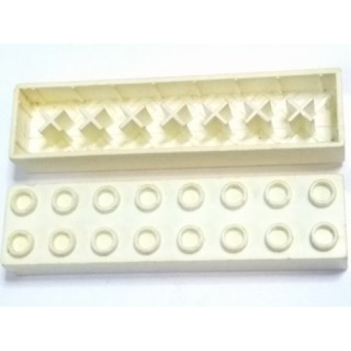 Деталь LEGO 3007miA Minitalia Brick 2 x 8 with Bottom X Supports - White