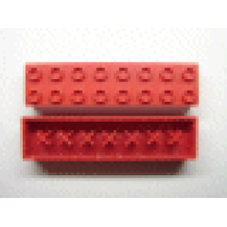 Minitalia Brick 2 x 8 with Bottom X Supports - Red