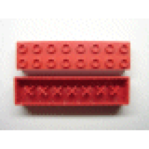 Деталь LEGO 3007miA Minitalia Brick 2 x 8 with Bottom X Supports - Red