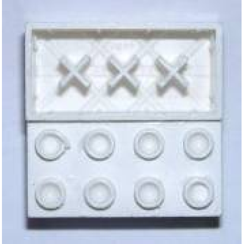 Деталь LEGO 3001miA Minitalia Brick 2 x 4 with Bottom X Supports - White